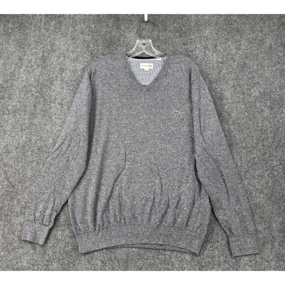 Lacoste V Neck Blue Heather Sweater Men’s XL Classic Gator Logo Preppy - Picture 1 of 10